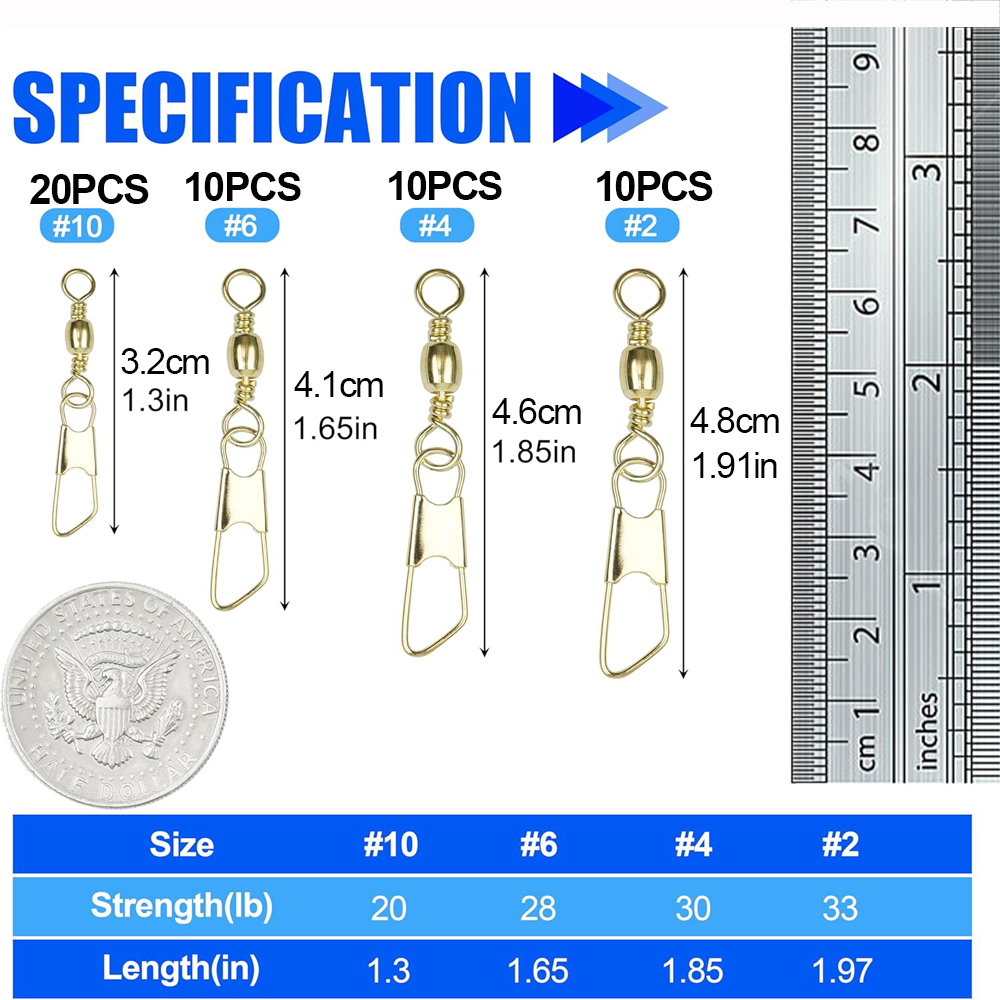 50Pcs Gold Fishing Barrel Swiv - مراجعة Fishing Lure Accessories وسعره