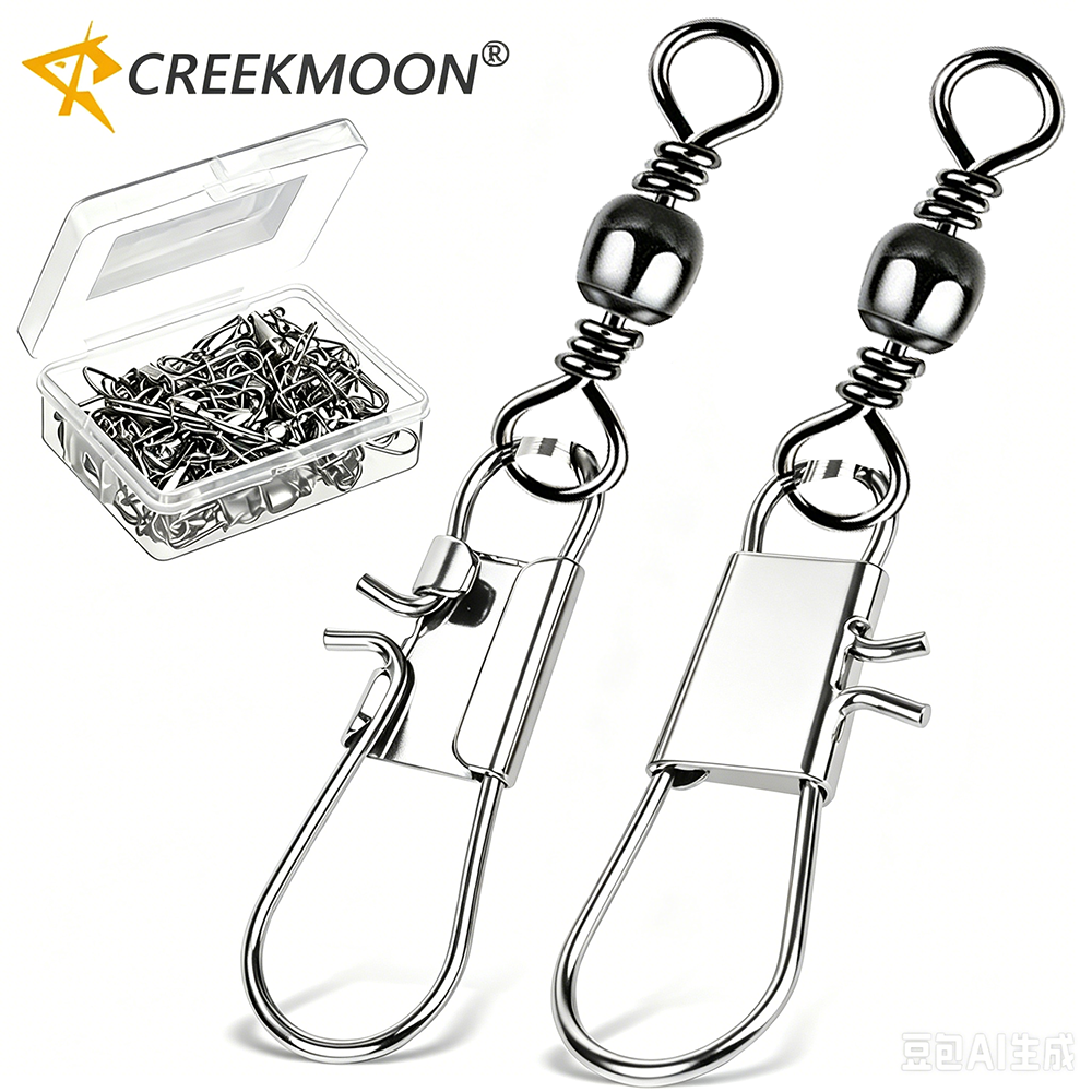 50Pc/box Stainless Steel Swive - مراجعة Fishing Lure Box وسعره