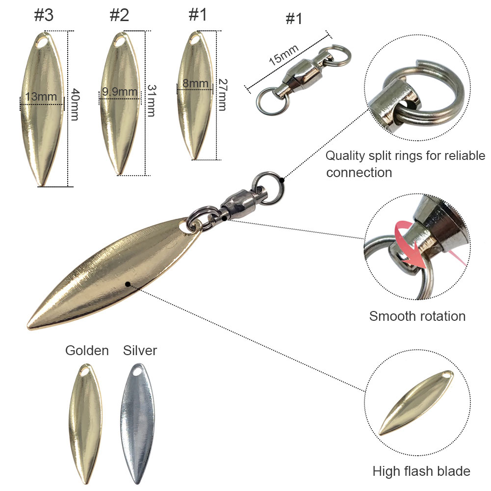 10pcs Willowleaf Blades Spinne - مراجعة Fishing Lure Blade Bait وسعره