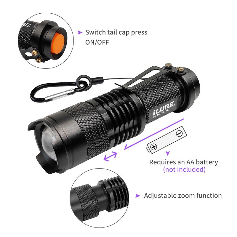 Mini UV Flashlight 395nm Ultra - مراجعة Fishing Lure Jig وسعره