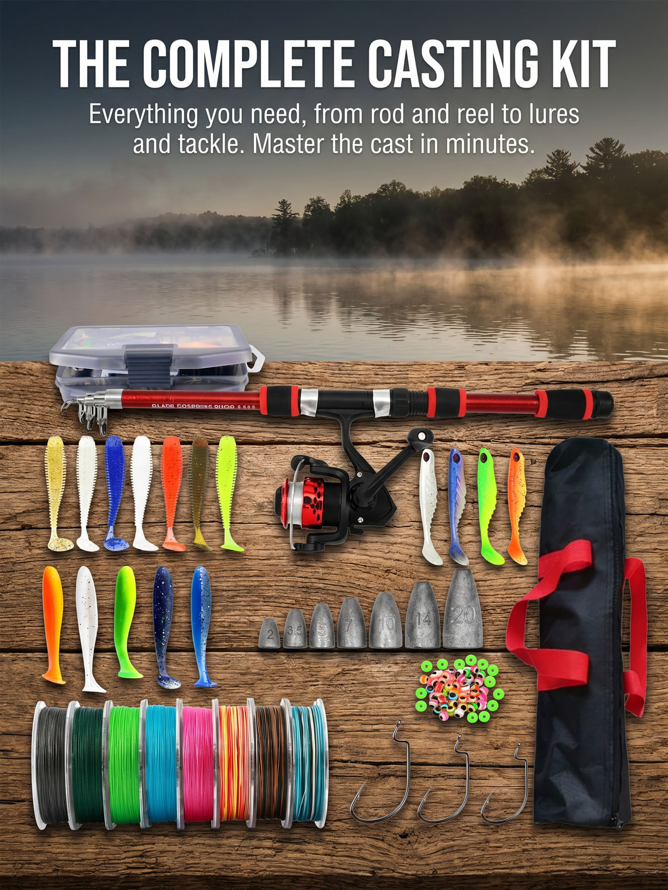 Fishing Rod Reel Combos Collap - مراجعة Fishing Lure Spinner وسعره