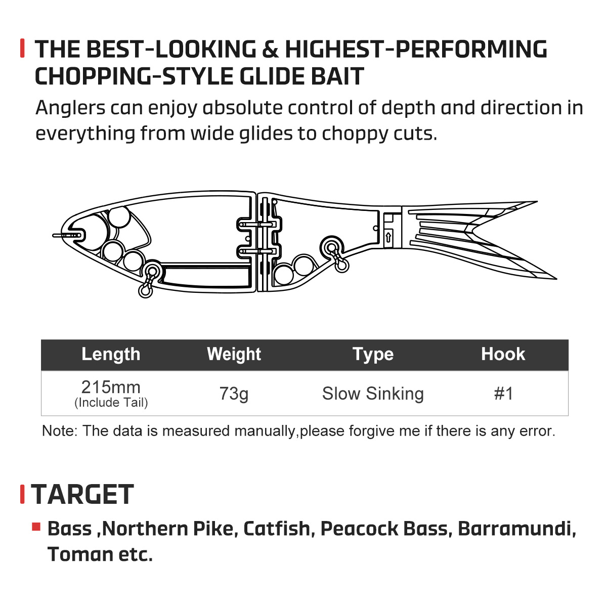 Noeby 215mm 73gAmata Glide Swi - مراجعة Fishing Lure Swimbait وسعره