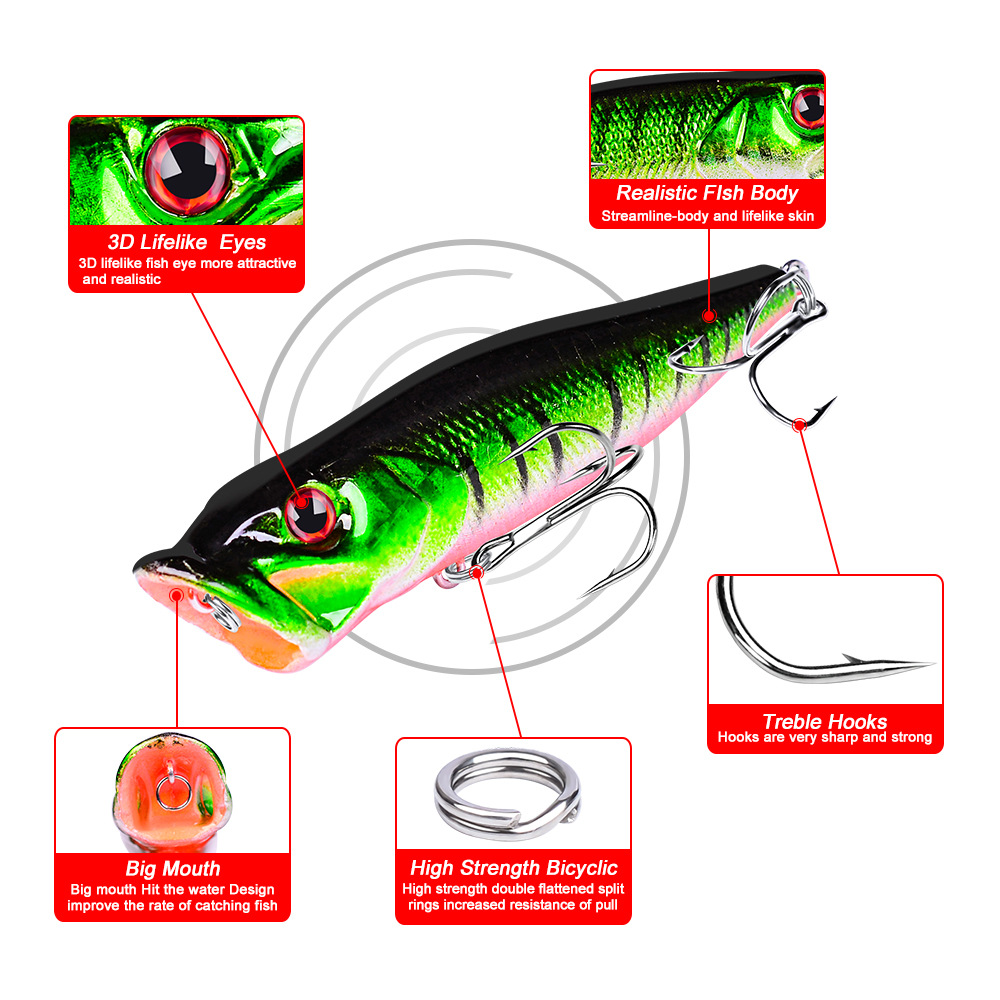 Hot Selling Popper Lure Topwat - مراجعة Fishing Lure Popper وسعره