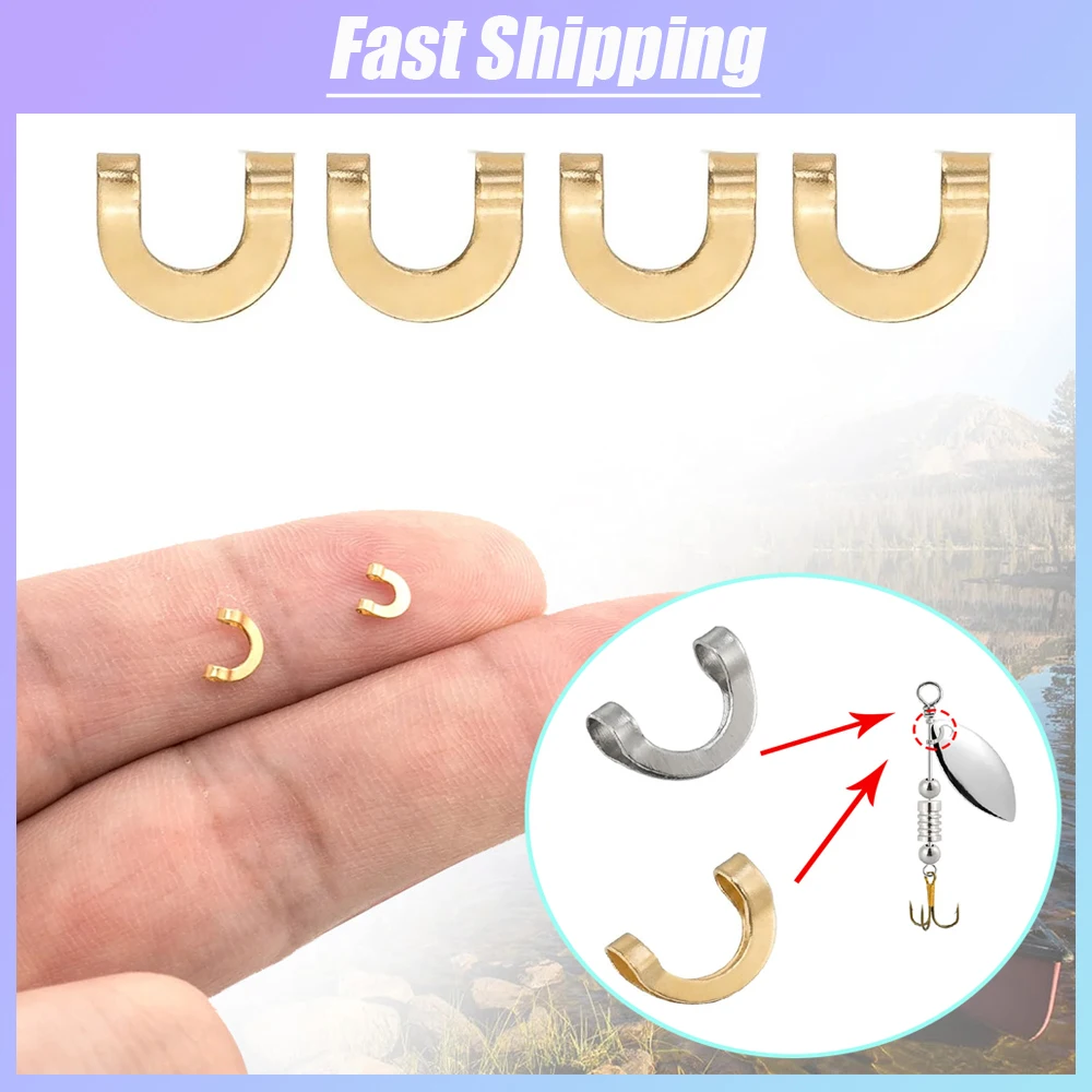 100pcs Fishing U Shaped Fixed  - مراجعة Fishing Lure Spinner وسعره
