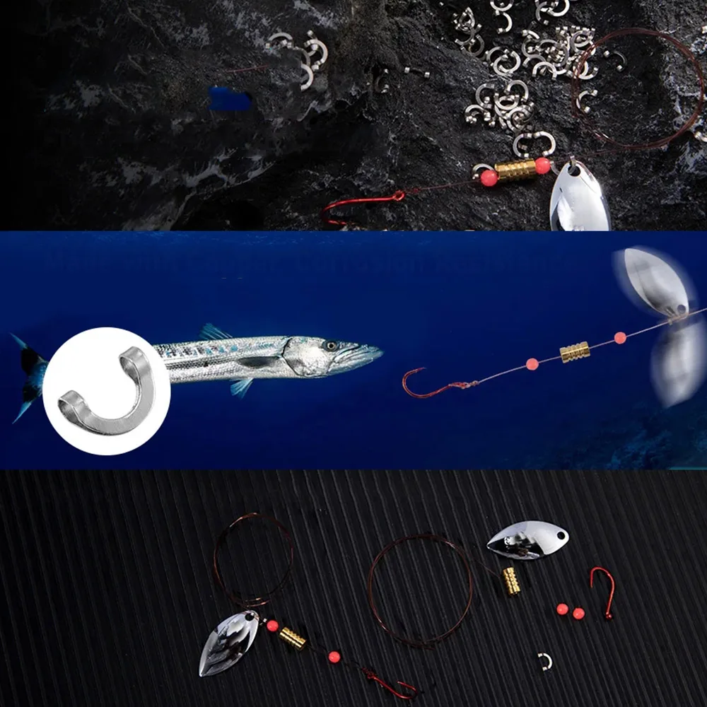 100pcs Fishing U Shaped Fixed  - مراجعة Fishing Lure Spinner وسعره